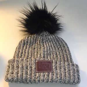 Love Your Melon pompom beanie black white cuffed